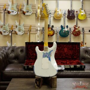Fender Custom Shop Wild West Exclusive White Lightning Stratocaster HSS Floyd Rose Heavy Relic Rosewood Board 21 Frets Blue Flower - Image 13
