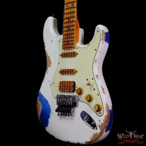 Fender Custom Shop Wild West White Lightning Stratocaster HSS Floyd Rose Maple Board 22 Frets Heavy Relic Lake Placid Blue - Image 2