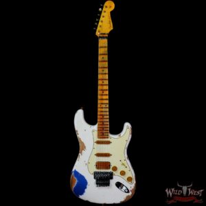Fender Custom Shop Wild West White Lightning Stratocaster HSS Floyd Rose Maple Board 22 Frets Heavy Relic Lake Placid Blue - Image 3