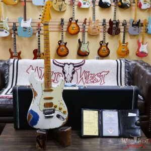 Fender Custom Shop Wild West White Lightning Stratocaster HSS Floyd Rose Maple Board 22 Frets Heavy Relic Lake Placid Blue - Image 6