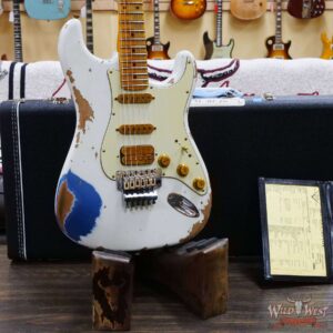 Fender Custom Shop Wild West White Lightning Stratocaster HSS Floyd Rose Maple Board 22 Frets Heavy Relic Lake Placid Blue - Image 8