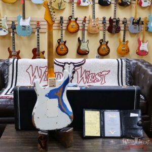 Fender Custom Shop Wild West White Lightning Stratocaster HSS Floyd Rose Maple Board 22 Frets Heavy Relic Lake Placid Blue - Image 9