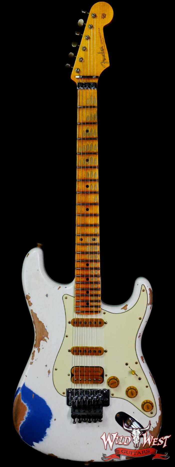 Fender Custom Shop Wild West White Lightning Stratocaster HSS Floyd Rose Maple Board 22 Frets Heavy Relic Lake Placid Blue - Image 1