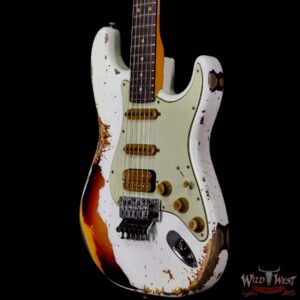 Fender Custom Shop Wild West White Lightning Stratocaster HSS Floyd Rose Rosewood Board 22 Frets Heavy Relic 3 Tone Sunburst - Image 2