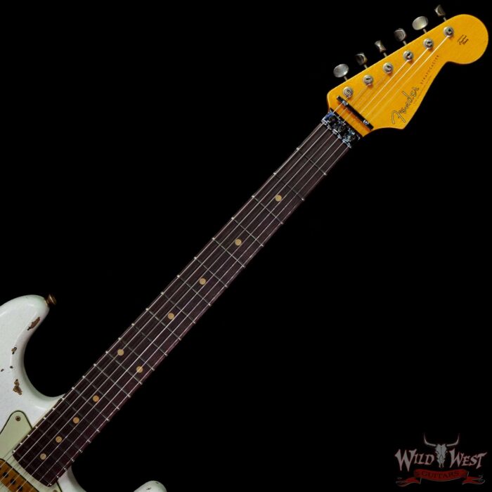 Fender Custom Shop Wild West White Lightning Stratocaster HSS Floyd Rose Rosewood Board 22 Frets Heavy Relic 3 Tone Sunburst - Image 4