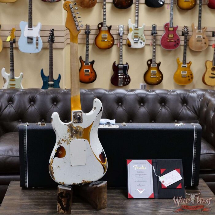 Fender Custom Shop Wild West White Lightning Stratocaster HSS Floyd Rose Rosewood Board 22 Frets Heavy Relic 3 Tone Sunburst - Image 9