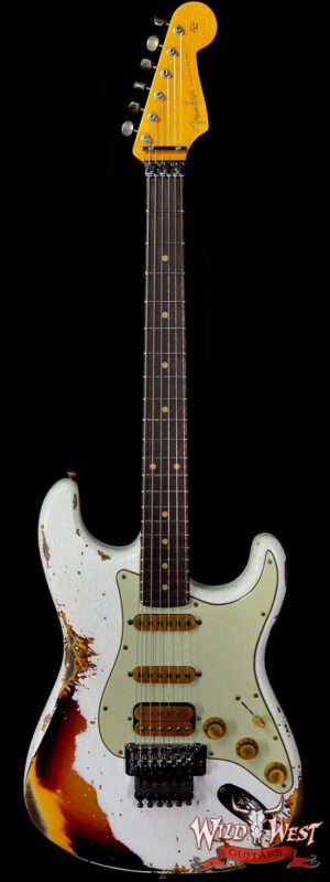 Fender Custom Shop Wild West White Lightning Stratocaster HSS Floyd Rose Rosewood Board 22 Frets Heavy Relic 3 Tone Sunburst