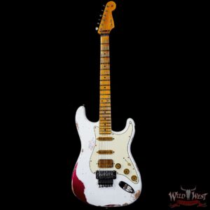 Fender Custom Shop Wild West White Lightning Stratocaster HSS Floyd Rose Maple Fingerboard 22 Frets Heavy Relic Lipstick Pink Metallic 8.10 LBS - Image 3
