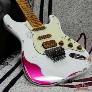 Fender Custom Shop Wild West White Lightning Stratocaster HSS Floyd Rose Maple Fingerboard 22 Frets Heavy Relic Lipstick Pink Metallic 8.10 LBS - Image 7