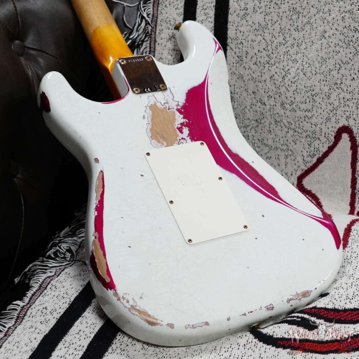Fender Custom Shop Wild West White Lightning Stratocaster HSS Floyd Rose Maple Fingerboard 22 Frets Heavy Relic Lipstick Pink Metallic 8.10 LBS - Image 11