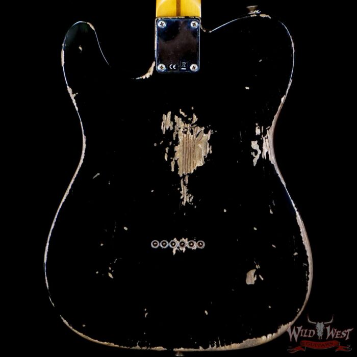 Fender Custom Shop 1952 Telecaster Maple Neck Heavy Relic Aged Black with Black Pickguard - Image 6