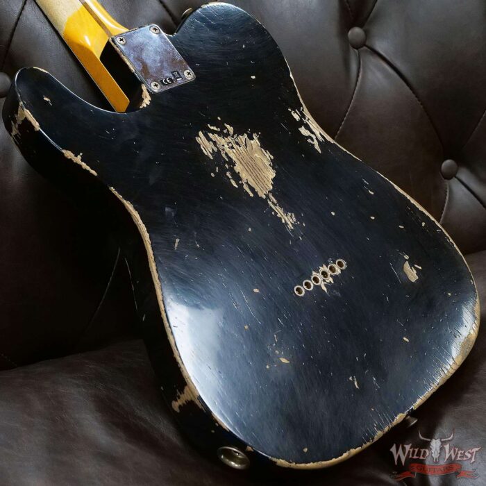 Fender Custom Shop 1952 Telecaster Maple Neck Heavy Relic Aged Black with Black Pickguard - Image 14