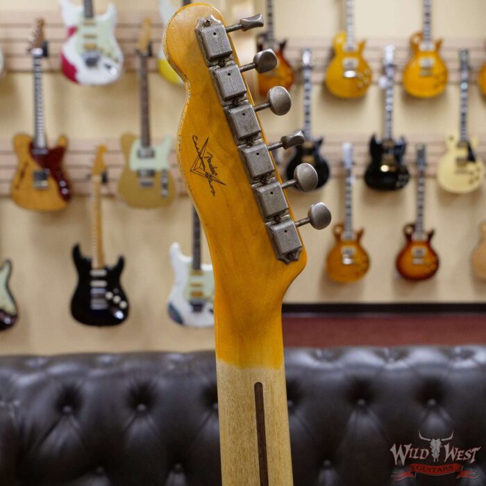 Fender Custom Shop 1952 Telecaster Maple Neck Heavy Relic Aged Black with Black Pickguard - Image 9