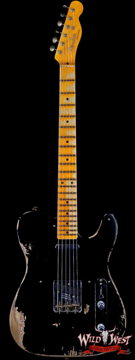 Fender Custom Shop 1952 Telecaster Maple Neck Heavy Relic Aged Black with Black Pickguard