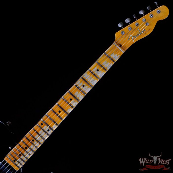 Fender Custom Shop 1952 Telecaster Maple Neck Heavy Relic Aged Black with Black Pickguard - Image 8