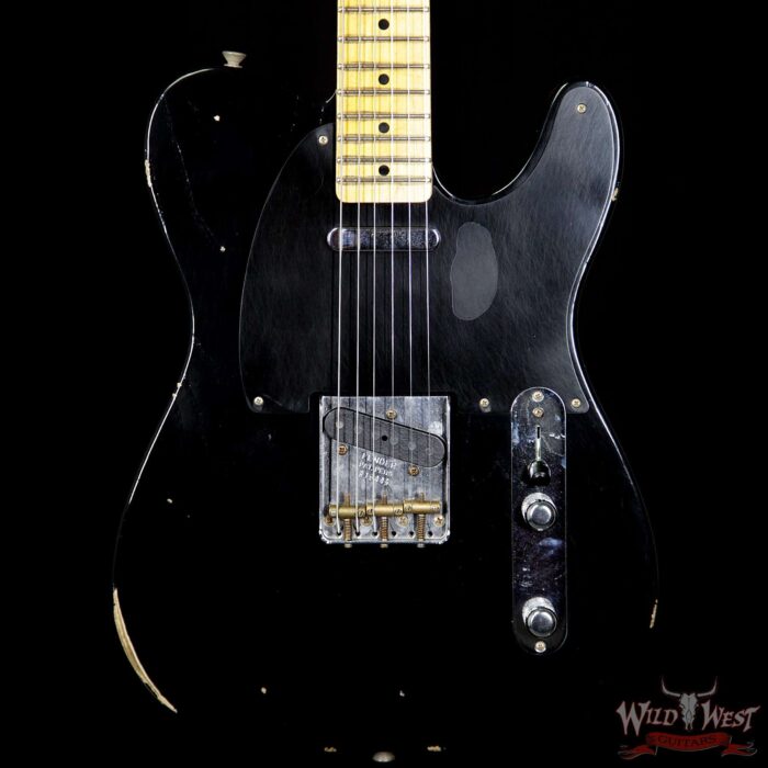 Fender Custom Shop 1952 Telecaster Relic Maple Fretboard Faded Black - Image 3