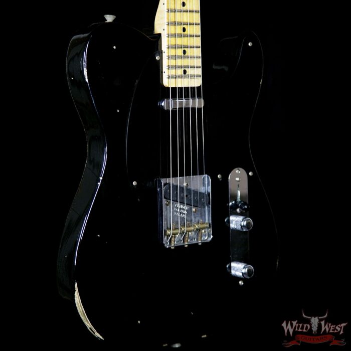 Fender Custom Shop 1952 Telecaster Relic Maple Fretboard Faded Black - Image 4