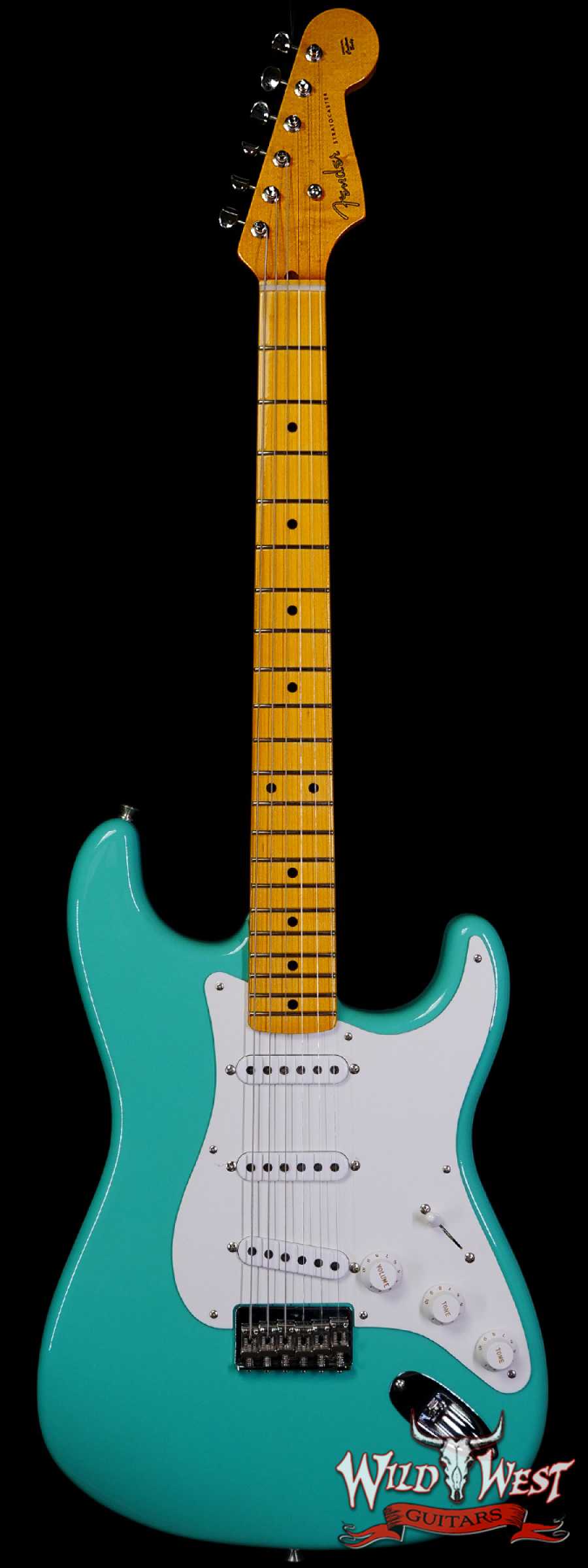 fendercs-1955strat-r127739-main__wwg_large.jpg Fender Custom Shop Vintage Custom ‘55 1955 Hardtail Stratocaster Time Capsule Package Aged Sea Foam Green - Image 1