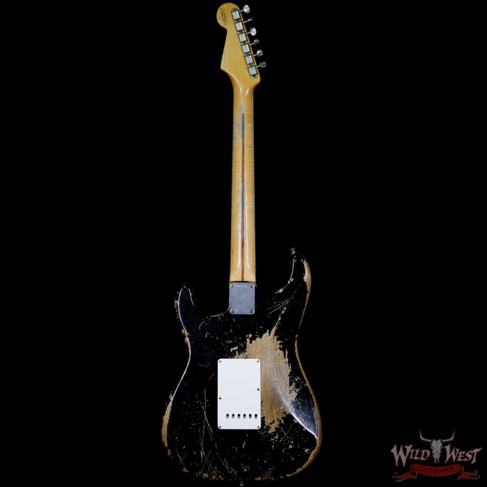 2011 Fender Custom Shop 1956 Stratocaster Heavy Relic Flame Quartersawn Maple Neck Black 7.1 Pounds - Image 6