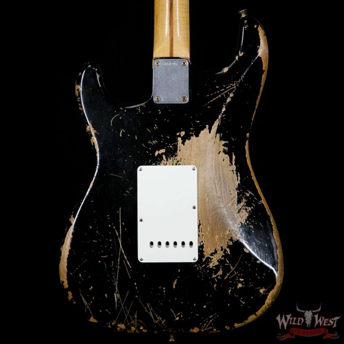 2011 Fender Custom Shop 1956 Stratocaster Heavy Relic Flame Quartersawn Maple Neck Black 7.1 Pounds - Image 7