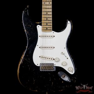 2011 Fender Custom Shop 1956 Stratocaster Heavy Relic Flame Quartersawn Maple Neck Black 7.1 Pounds - Image 3