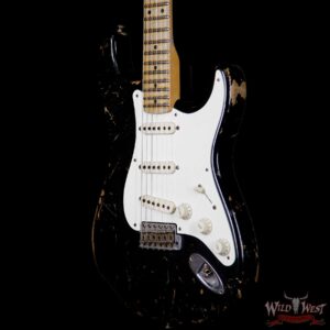 2011 Fender Custom Shop 1956 Stratocaster Heavy Relic Flame Quartersawn Maple Neck Black 7.1 Pounds - Image 2