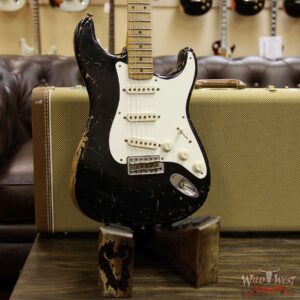 2011 Fender Custom Shop 1956 Stratocaster Heavy Relic Flame Quartersawn Maple Neck Black 7.1 Pounds - Image 13