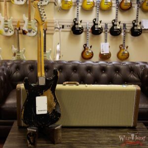 2011 Fender Custom Shop 1956 Stratocaster Heavy Relic Flame Quartersawn Maple Neck Black 7.1 Pounds - Image 14