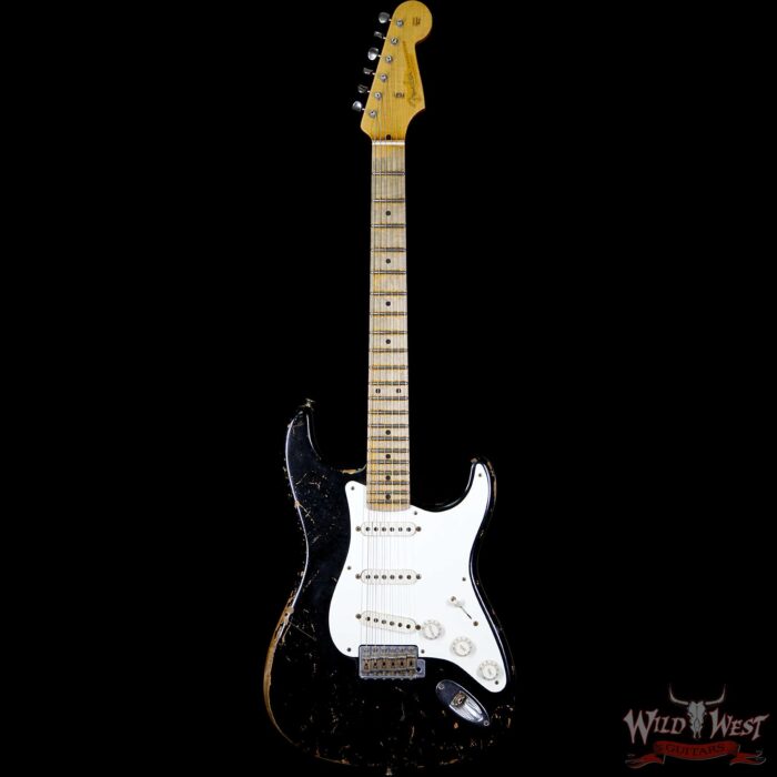 2011 Fender Custom Shop 1956 Stratocaster Heavy Relic Flame Quartersawn Maple Neck Black 7.1 Pounds - Image 5