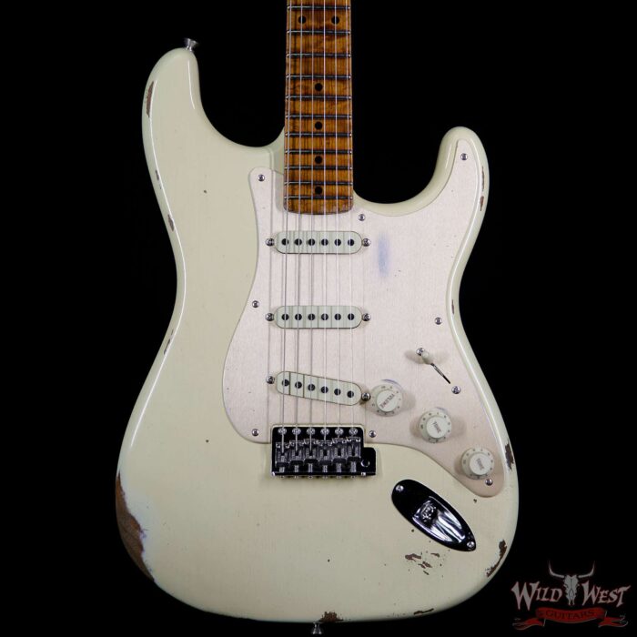 Fender Custom Shop 1956 Stratocaster Relic Roasted Birdeye Maple Neck Aged Vintage White - Image 3