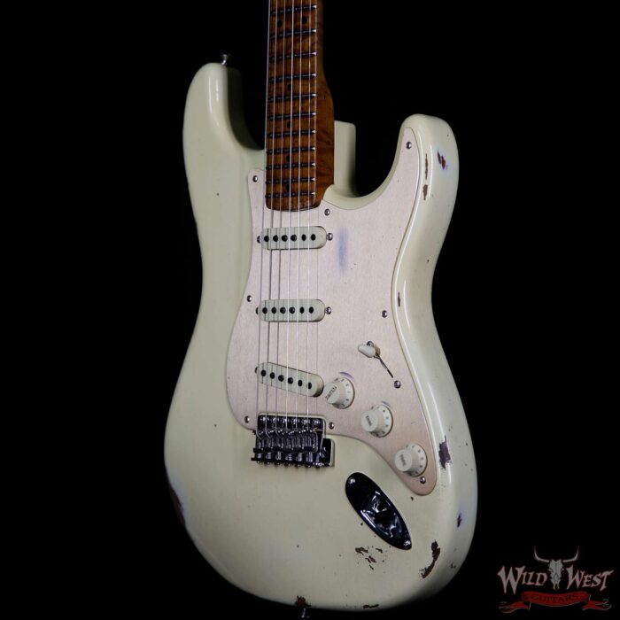 Fender Custom Shop 1956 Stratocaster Relic Roasted Birdeye Maple Neck Aged Vintage White - Image 2