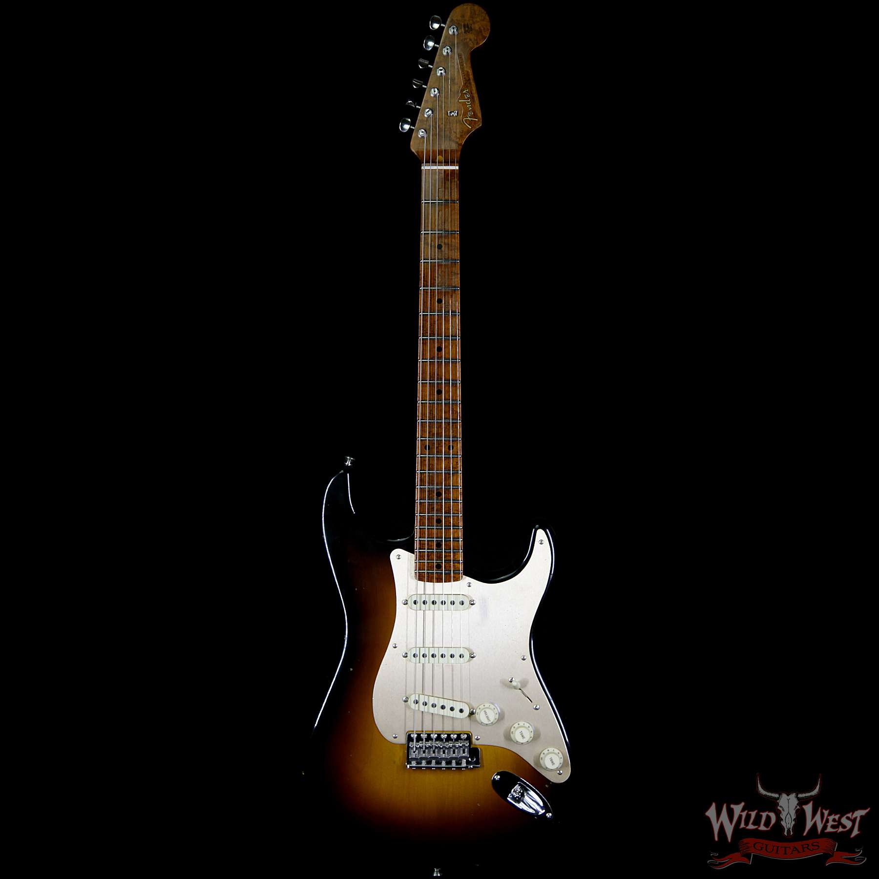 fendercs-1956rststrat-2ts-cz538717-f__wwg.jpg Fender Custom Shop 1956 Stratocaster Relic Roasted Birdeye Maple Neck 2 Tone Sunburst - Image 4
