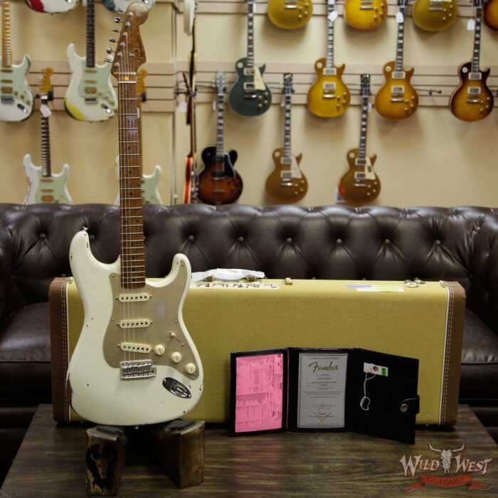 Fender Custom Shop NAMM Limited 1956 Roasted Stratocaster Relic Birdseye Maple Neck Olympic White - Image 11