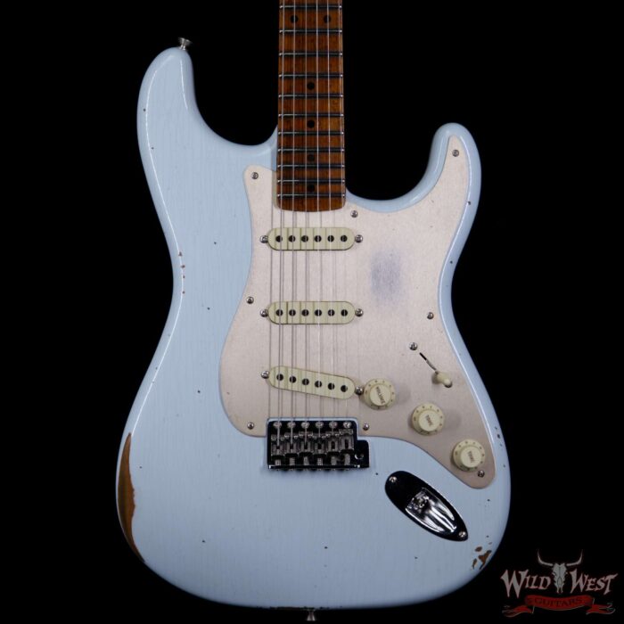 Fender Custom Shop 1956 Roasted Stratocaster Relic Birdseye Maple Neck Aged Sonic Blue - Image 3