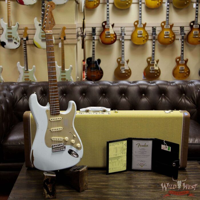 Fender Custom Shop 1956 Roasted Stratocaster Relic Birdseye Maple Neck Aged Sonic Blue - Image 12
