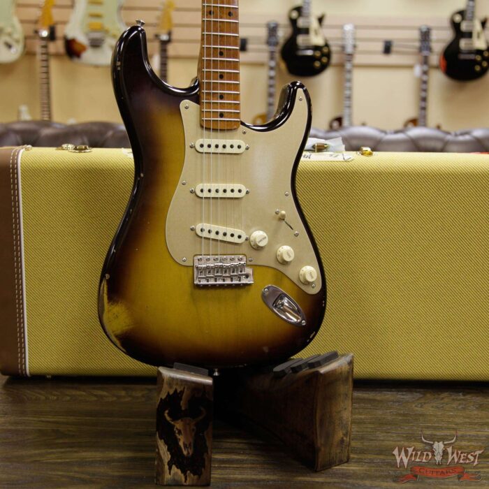 2017 NAMM Fender Custom Shop 30th Anniversary LTD 1956 Roasted Stratocaster Relic 2 Tone Sunburst - Image 13
