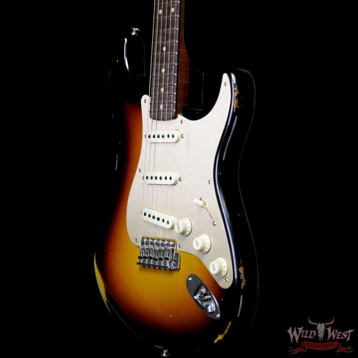 Fender Custom Shop Roasted 1960 Stratocaster Relic Birdseye Maple Neck AAA Rosewood Slab Board 3 Tone Sunburst - Image 2
