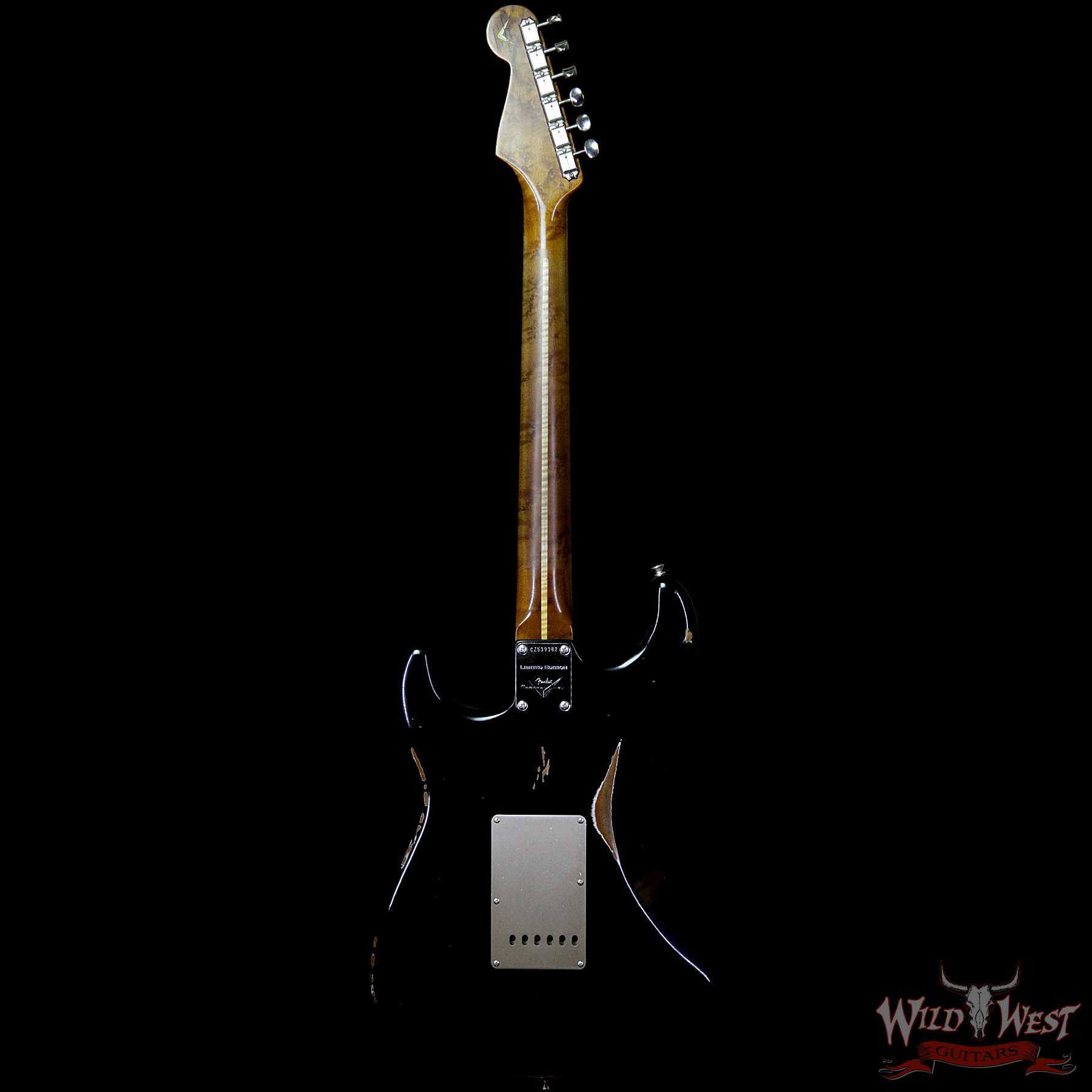fendercs-1956rststratrelic-cz539382-b__wwg.jpg Fender Custom Shop 1956 Roasted Stratocaster Relic Birdseye Neck & Fingerboard Aged Black - Image 5