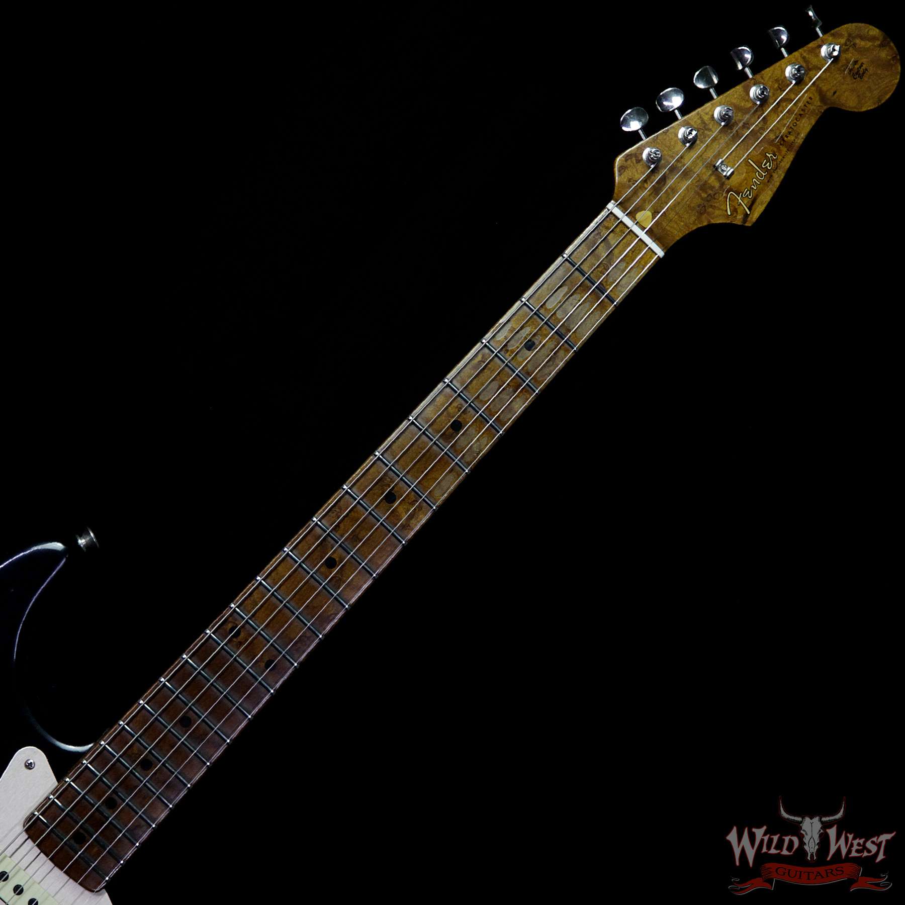 fendercs-1956rststratrelic-cz539382-nf__wwg.jpg Fender Custom Shop 1956 Roasted Stratocaster Relic Birdseye Neck & Fingerboard Aged Black - Image 8