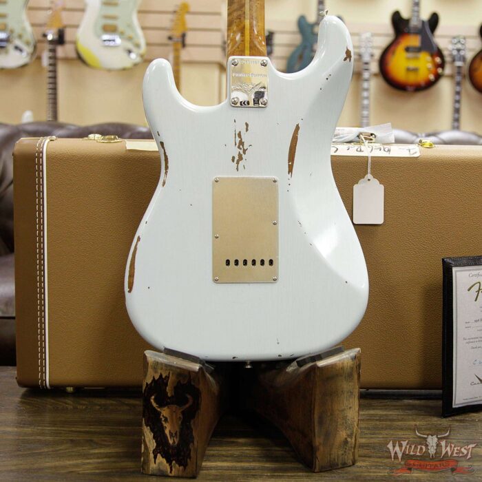 Fender Custom Shop 30th Anniversary LTD Roasted 1956 Stratocaster Relic Birdseye Neck & Board Faded Sonic Blue - Image 15