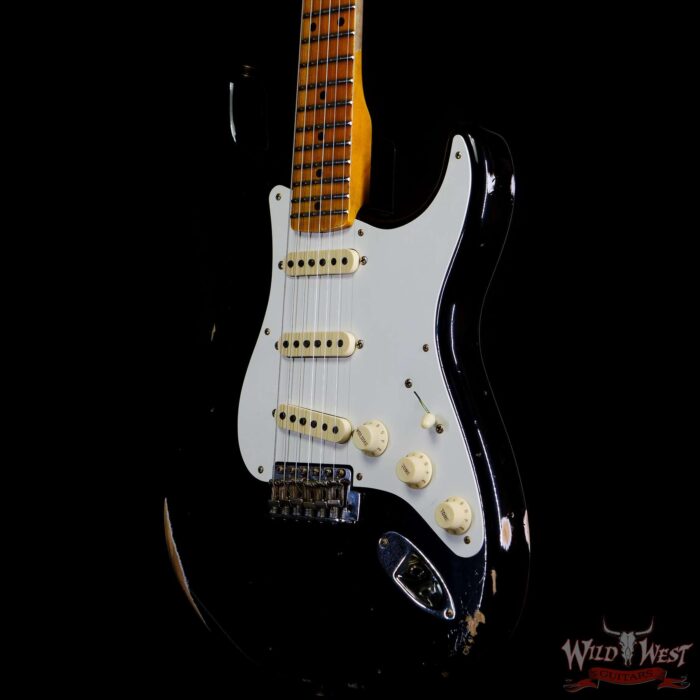 Fender Custom Shop 1956 Ash Stratocaster Hand-Wound Pickups Relic Faded Black - Image 2