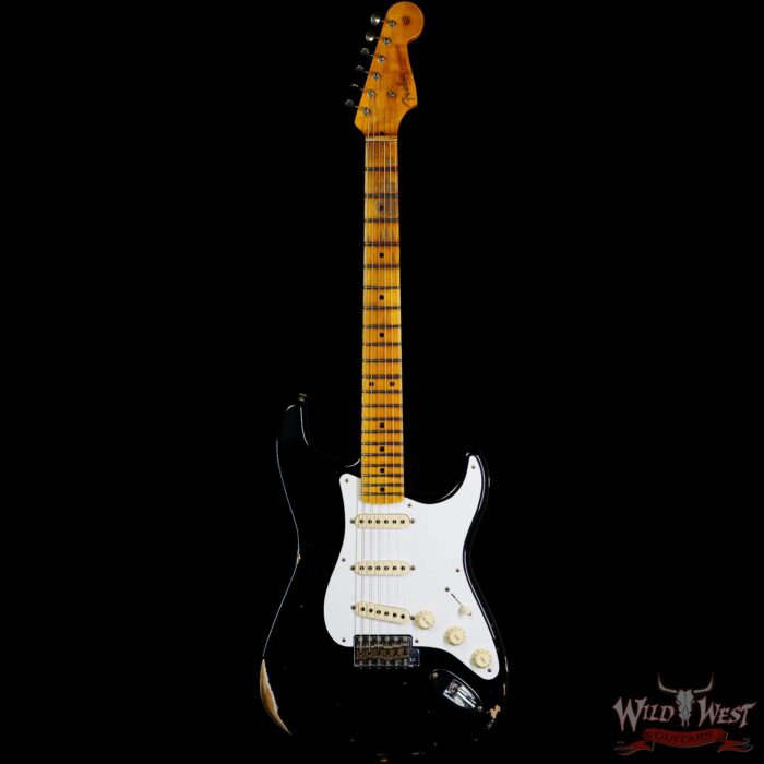 Fender Custom Shop 1956 Ash Stratocaster Hand-Wound Pickups Relic Faded Black - Image 3