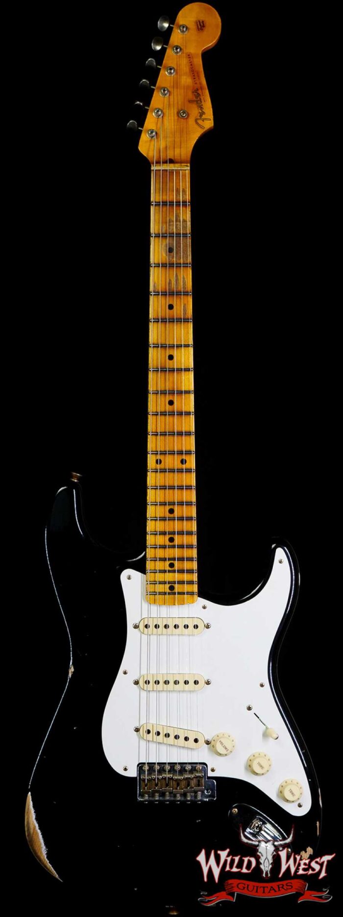 Fender Custom Shop 1956 Ash Stratocaster Hand-Wound Pickups Relic Faded Black - Image 1