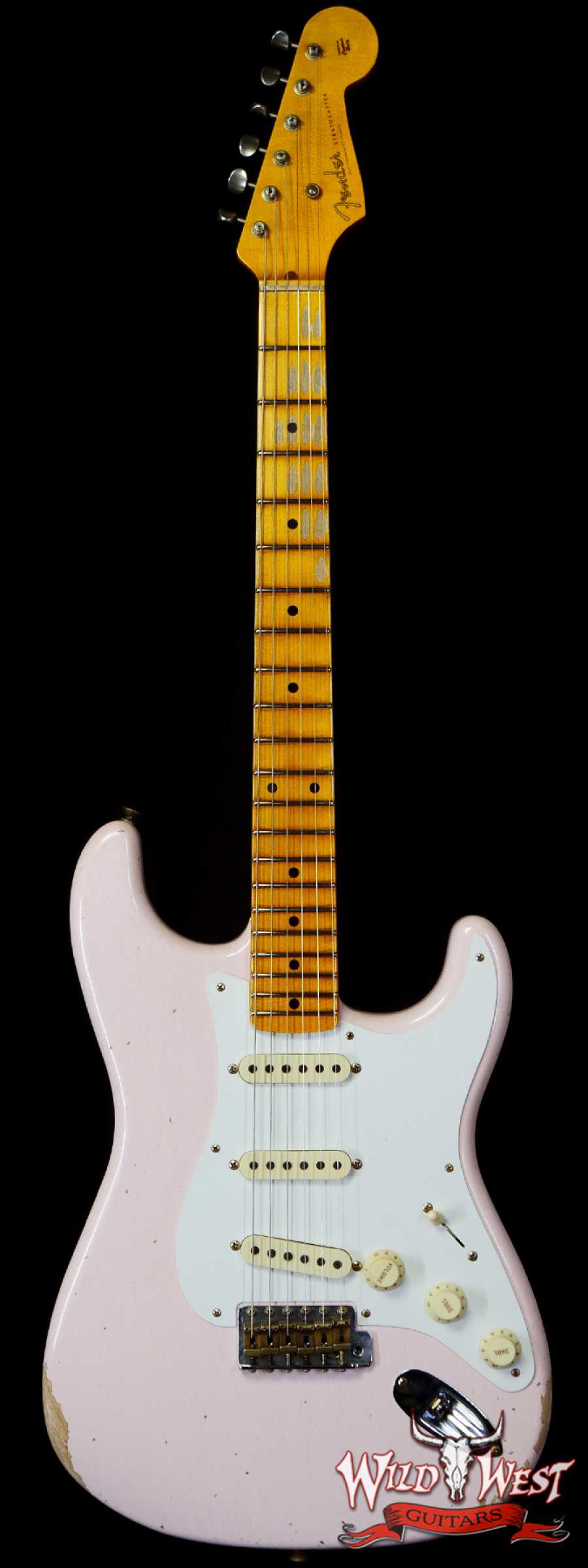 fendercs-1956strat-cz569332-main__wwg_large.jpg Fender Custom Shop 1956 Stratocaster Hand-Wound Pickups Relic Faded Shell Pink - Image 1