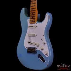 Fender Custom Shop Time Machine Collection 1957 Stratocaster Relic Faded Aged Daphne Blue - Image 2