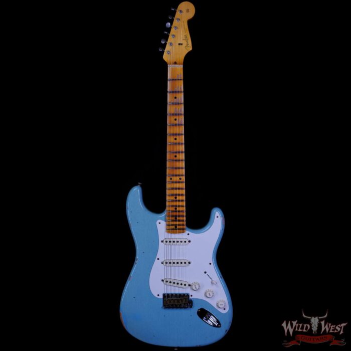 Fender Custom Shop Time Machine Collection 1957 Stratocaster Relic Faded Aged Daphne Blue - Image 3