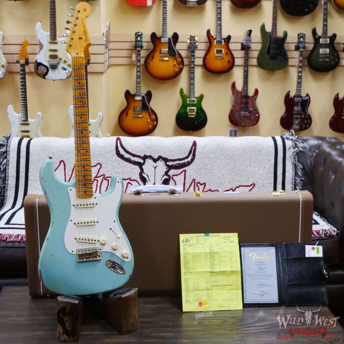 Fender Custom Shop Time Machine Collection 1957 Stratocaster Relic Faded Aged Daphne Blue - Image 6