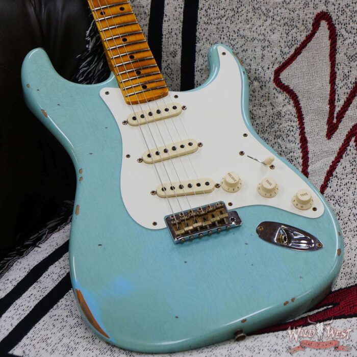 Fender Custom Shop Time Machine Collection 1957 Stratocaster Relic Faded Aged Daphne Blue - Image 8