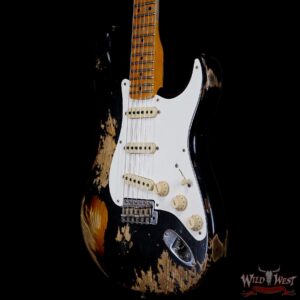 Fender Custom Shop Limited Edition 1957 Stratocaster Heavy Relic Hand-Wound Pickups Black over 2 Tone Sunburst - Image 2