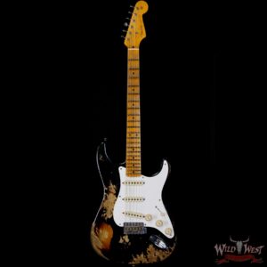 Fender Custom Shop Limited Edition 1957 Stratocaster Heavy Relic Hand-Wound Pickups Black over 2 Tone Sunburst - Image 3